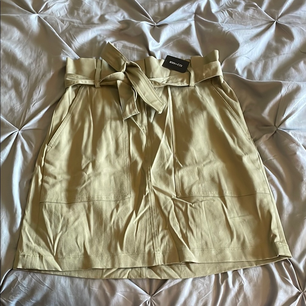RW&CO Khaki Tie Front  Skirt Mini